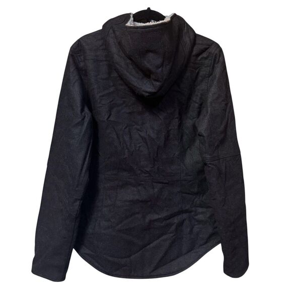 Patagonia Vegabunda Reversible Coat Jacket M Black Gray Merino Wool Blend Hooded - Picture 3 of 12